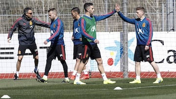 Los futbolistas de la Selecci&oacute;n, entren&aacute;ndose en Las Rozas (Madrid)