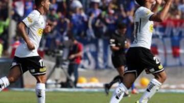 Festejo de Colo Colo en el &uacute;ltimo Supercl&aacute;sico ante la U. 1-0 ganaron los albos el 6 de abril de este a&ntilde;o.