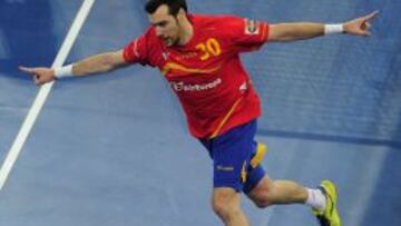 Gedeón Guardiola en la semifinal con Eslovenia.