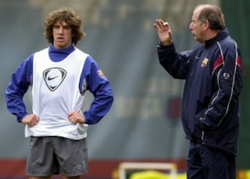 Como entrenador del F.C.Barcelona con Puyol.