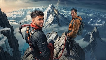 Inès Benazzouz Inoxtag junto a Mathis Dumas en Aiguille Verte, Montblanc.