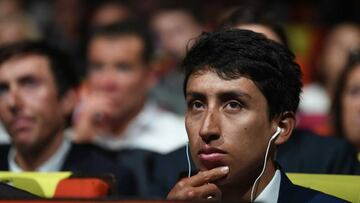 Tour de France titled older Colombian Egan Bernal attends the official presentation of the next Tour de France 2020 cycling race on October 15, 2019 in Paris. - The 3,470km (2,156-mile) Tour starts on June 27 from Nice and ends on the Champs Elysees in Paris on July 19, a week earlier than usual to accommodate the Tokyo Olympics which starts on July 24. (Photo by Alain JOCARD / AFP)