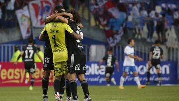 Futbol, Universidad Catolica vs Colo Colo.
 Supercopa 2022.
 El jugador de Colo Colo Bryan Cortes, centro, celebra el gol contra Universidad Catolica durante el partido por la Supercopa realizado en el estadio Municipal Ester Roa Rebolledo.
 Concepcion, C