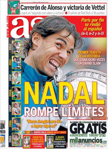 Reconocimiento unánime de la prensa a la gesta de Rafa Nadal