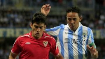 El extremo argentino, durante un partido frente al Málaga esta temporada.