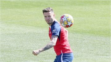 Saúl, en un entrenamiento del Atlético esta pasada temporada.