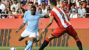 Bernardo Espinosa y Marlos Moreno juegan en la victoria del Girona sobre el Manchester City, 1-0 en el partido amistoso por el Trofeo Costa Brava