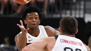 De&#039;Aaron Fox, durante un partido con la selecci&oacute;n de Estados Unidos.