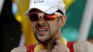 El español Benjamín Sánchez durante la prueba olímpica de 50 kilómetros marcha.