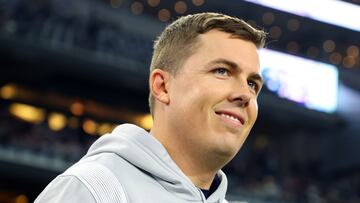 ARLINGTON, TEXAS - NOVEMBER 24: Offensive Coordinator Kellen Moore of the Dallas Cowboys on the field prior to the game against the New York Giants at AT&T Stadium on November 24, 2022 in Arlington, Texas. (Photo by Richard Rodriguez/Getty Images)