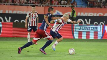 Juan Fernando Quintero en su debut con Junior ante Medellín por Liga BetPlay.