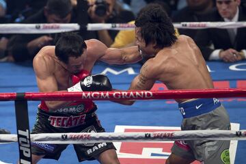 Juan Manuel Márquez venció al legendario boxeador filipino Manny Paquiao en el cuarto episodio de su rivalidad. El mexicano, que en ese momento tenía 39 años, noqueó al hasta entonces invencible pugilista.