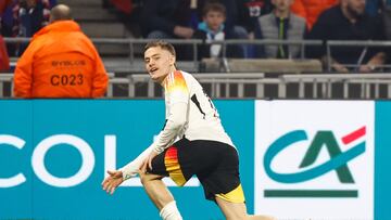 Lyon (France), 23/03/2024.- Florian Wirtz of Germany celebrates after scoring the 0-1 lead goal during the friendly international soccer match between France and Germany, in Decines-Charpieu, near Lyon, France, 23 March 2024. (Futbol, Amistoso, Francia, Alemania) EFE/EPA/MOHAMMED BADRA
