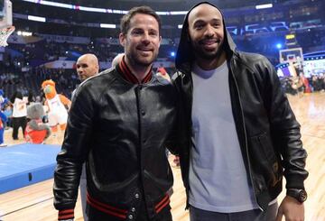 Jamie Redknapp and Thierry Henry (right) at the recent NBA All-Star Game in Los Angeles.