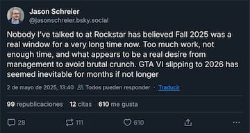 GTA 6 se retrasa Jason Schreier teme que vaya m¨¢s all¨¢ fecha nueva