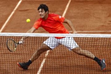 Christian Garin en el partido de dobles.