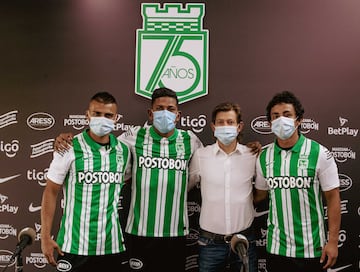 Atlético Nacional presentó sus refuerzos. Jhon Duque, Alex Mejía y Daniel Mantilla.