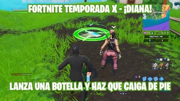 Fortnite Battle Royale - Temporada X | Desaf&iacute;o de &iexcl;Diana!: &iquest;d&oacute;nde est&aacute;n las estatuas de animales gigantes y c&oacute;mo hacer que la botella de agua caiga de pie?