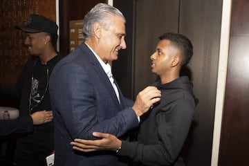 Tite and Rodrygo at Brazil's training camp in Abu Dhabi.