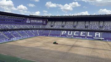Trabajos de escarificación en el estadio José Zorrilla.