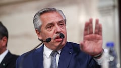 Argentina's President Alberto Fernandez speaks at the opening session of the legislative term for 2022 at the National Congress in Buenos Aires, Argentina March 1, 2022. Juan Ignacio Roncoroni/Pool via REUTERS