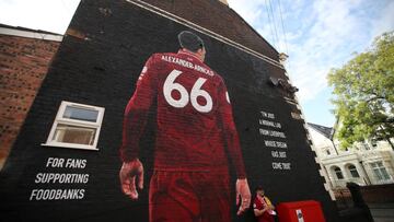 Una pared con la imagen de Trent Alexander-Arnold.