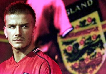 David Beckham en 2002 con Inglaterra.