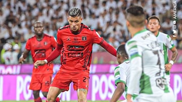 Juan Camilo Portilla durante un partido de América de Cali.