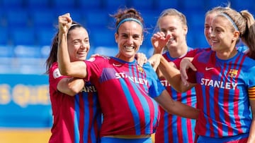 Melanie Serrano le dedica un gol junto a sus compañeras del Barça a su pareja, Lara, embarazada en ese momento.