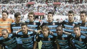 <b>YA SIN LUIS GARCÍA. </b>Este es el once del Espanyol en Zaragoza. Arriba, de izquierda a derecha: Cristian, Forlín, Baena, Javi López, Dídac y Moreno. Abajo: Sergio García, Javi Márquez, Verdú, Thievy y Álvaro.