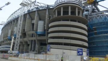 Nuevas imágenes del Bernabéu: las obras muestran parte del esqueleto de una de las fachadas