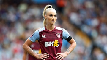 Soccer Football - Women's Super League - Aston Villa v Manchester United - Bescot Stadium, Walsall, Britain - October 1, 2023 Aston Villa's Alisha Lehmann reacts Action Images via Reuters/Ed Sykes