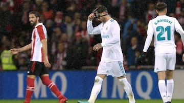 Soccer Football - La Liga Santander - Athletic Bilbao vs Real Madrid - San Mames, Bilbao, Spain - December 2, 2017   Real Madrid&rsquo;s Sergio Ramos after being sent off   REUTERS/Vincent West