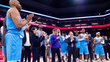 Vivek Ranadive, propietario de los Sacramento Kings, durante su discurso.