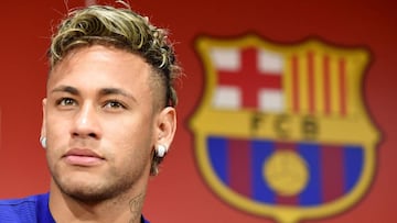 Neymar, cuando el Barça presentó en Japón el patrocini con Rakuten.