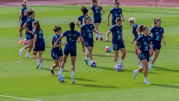 La Selección, durante un entrenamiento de la concentración previa al Europeo.