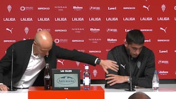 05-03-25. COTE, ACOMPAÑADO DEL PRESIDENTE EJECUTIVO DAVID GUERRA, ANUNCIADO SU RETIRADA EN EL SPORTING.