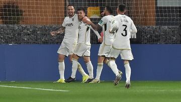 El Albacete celebra un gol.