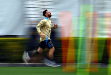 Argentina's Lionel Messi during training ahead of the Bolivia game.