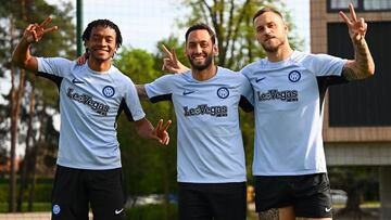 Juan Guillermo Cuadrado antes de un entrenamiento con Inter de Milán.