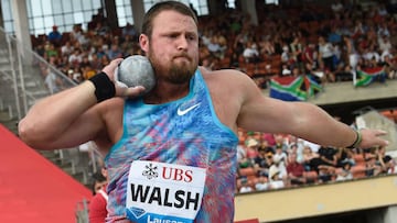 Tom Walsh compite en la prueba de lanzamiento de peso durante el mitin de la Diamond League en Lausana.