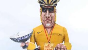 <b>UNA CARICATURA DE ARMSTRONG PARA QUEMAR. </b>Frank Sheperd, un artista británico de Edenbridge, ha elaborado una especie de ninot gigante en el que caricaturiza a Armstrong, al que prenderá fuego este fin de semana, en la Bonfire Night.
