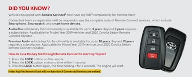 Toyota te cobrará por arrancar tu coche a distancia con el mando de la llave