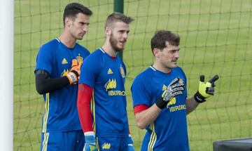 Sergio Rico, David de Gea and Iker Casillas on duty for Spain in June 2016