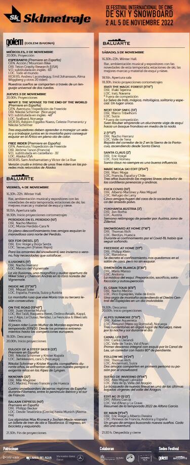 Skimetraje desvela el programa completo de la novena edición