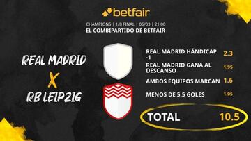 Real Madrid vs. RB Leipzig: Combipartido de Betfair a cuota 10.5