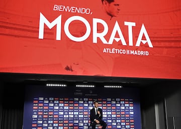 Álvaro Morata ha sido presentado como nuevo jugador del Atlético de Madrid esta mañana en el Wanda Metropolitano. 