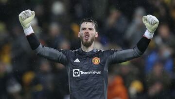 De Gea celebra un triunfo con el United.