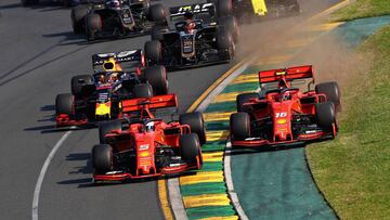 Sebastian Vettel y Charles Leclerc  en la salida del GP de Australia.