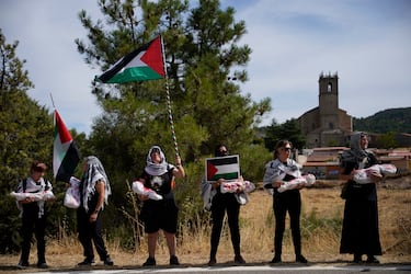 Protestas durante la 20º etapa de La Vuelta España 2025.